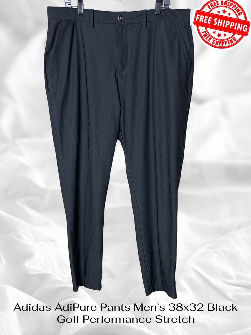Adidas AdiPure Pants Mens 38x32 Black Golf Performance Stretch FREE SHIPPING